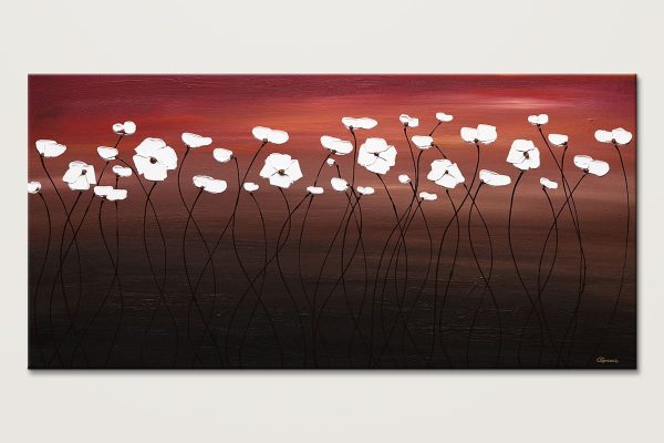 Atardecer White Flowers Abstract Painting Id80