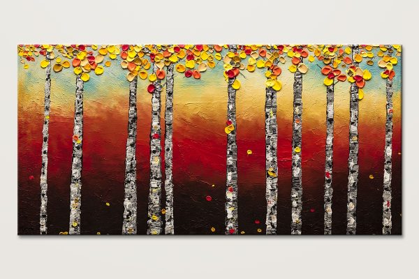 Autumn Birch Trees Landscape Abstract Art Id80