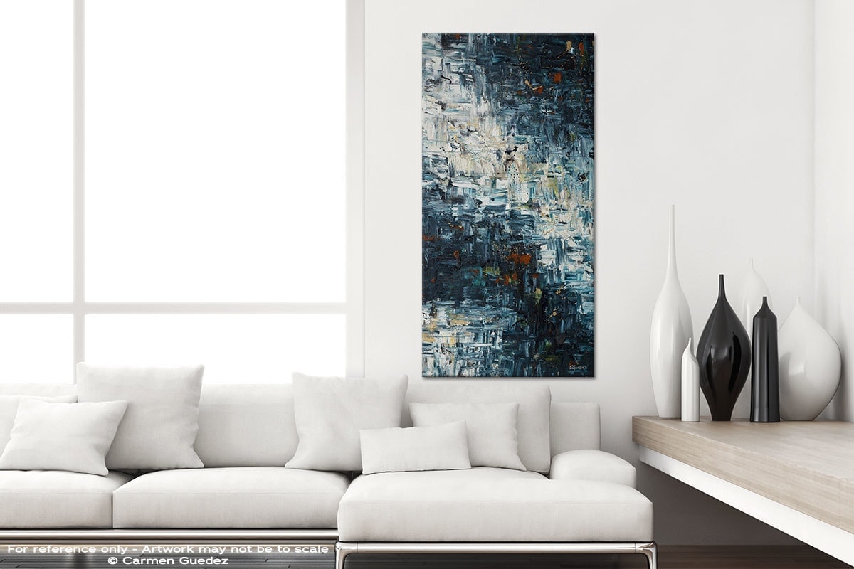 Island Falls Vertical Abstract Art Canvas Painting Id44