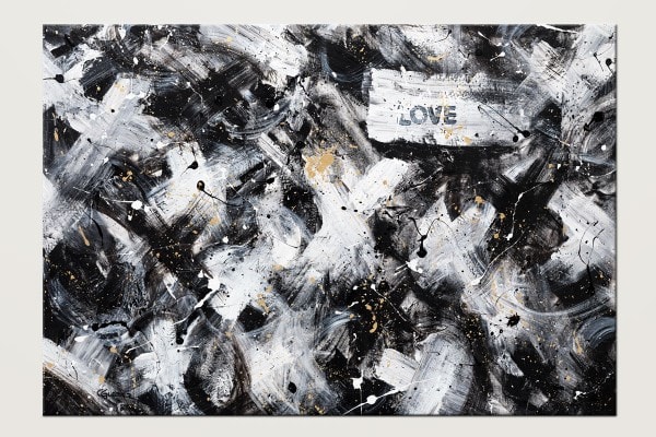 Love Is Love Black White And Gold Abstract Art