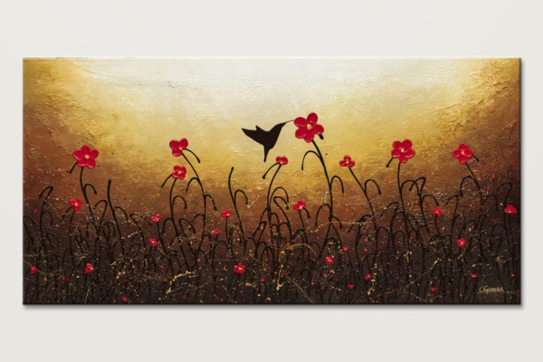 Lovely Bird Abstract Flower Art Painting Id80