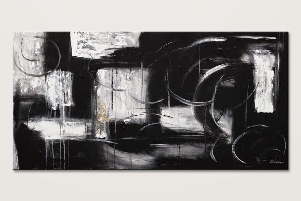 Noir Et Blanc Black And White Abstract Art Painting Id80
