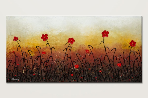 Red Flower Garden Abstract Art Painting Of Flowers Id80