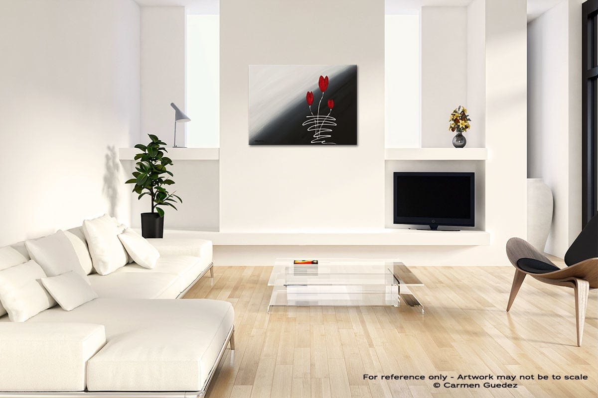 Red Tulips Acrylic Abstract Art Black And White Room Id63