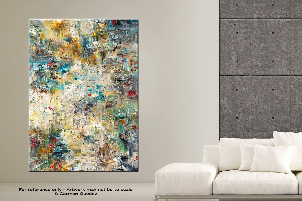 Water Lilies Vertical Abstract Art Painting Large Id76