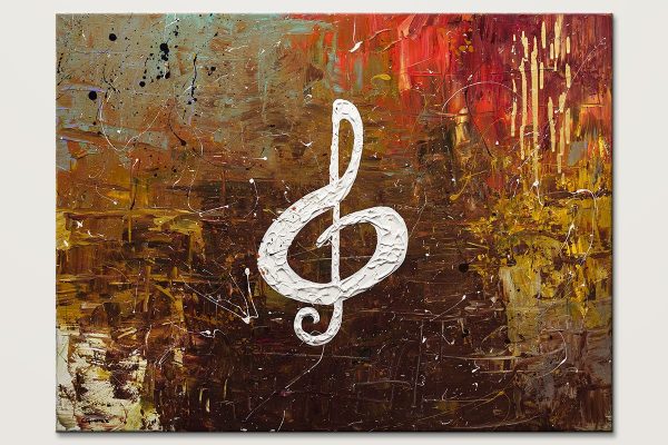 White Clef Modern Music Abstract Art Painting Id80
